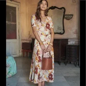 Sezane Dresses Sezane Sollie Silk Dress In Watercolor Size